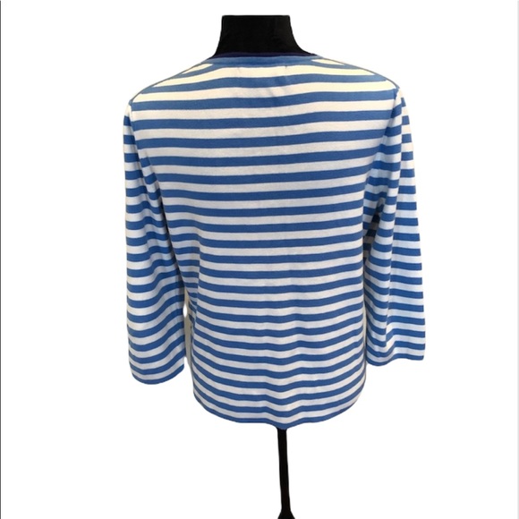 Liz Claiborne stripped button front cotton cardigan blue and white size large - Picture 3 of 6